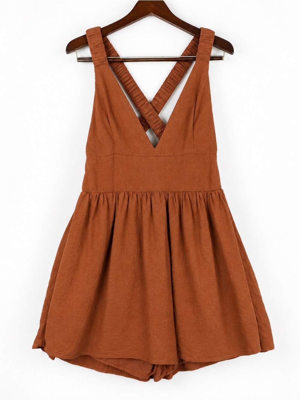 Abercrombie Linen Blend Skort Mini Dress Rust Open Back L